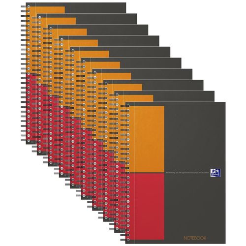Oxford Lot De 10 Notebooks B5 Spiralé Couverture Rigide160p 80g Q5/5 Gris