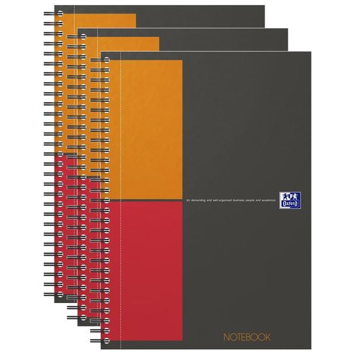 Oxford Lot De 3 Notebooks B5 Spiralé Couverture Rigide160p 80g Q5/5 Gris