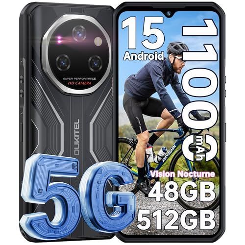 OUKITEL WP55 Pro 5G Téléphone Portable Incassable,48Go+512Go noir