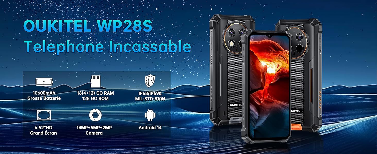 téléphone portable incassable OUKITEL WP28S