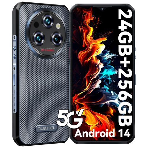 OUKITEL WP35 5G Téléphone Portable Incassable,24Go+256Go Gris