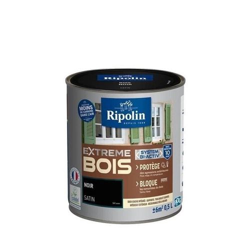 Ripolin Peinture Bois Satin Haute Protection 10 Ans Qui Protege Et Magnifie Vos Bois - Noir