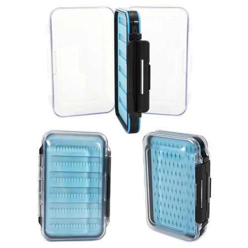 Boite De Peche A La Mouche Double Face, Etanche Et Resistante Aux Chocs, Avec Couvercle Transparent, Bleu, Taille L