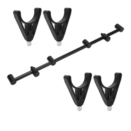 Support De Canne A Peche A La Carpe, Support D'exterieur Pour Canne A Peche A La Carpe, Noir (4 Tetes, 45 Cm, Support 4 Tetes)