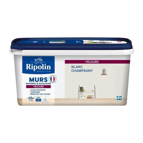Déco Murs Boiseries & Radiateurs Blanc Champagny Velours - Ripolin - 2,5 L
