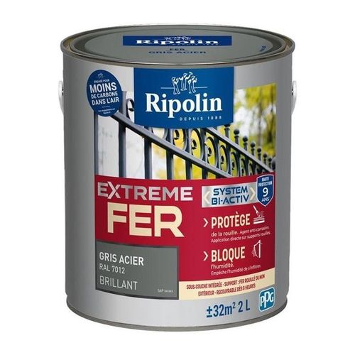 Extreme Fer Gris Acier Ral 7012 Brillant - Ripolin - 2 L