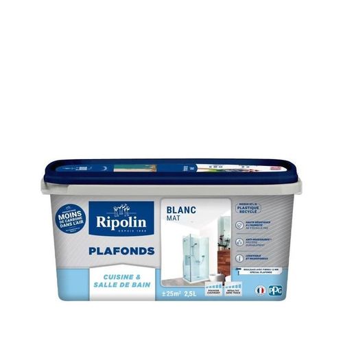 Peinture Plafonds Cuisine & Salle De Bain - Blanc Mat - Ripolin - 2,5l