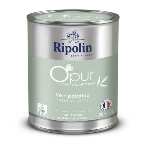 O'pur Murs Boiseries Radiateurs Vert Palatino Satin Velouté - Ripolin - 2 L
