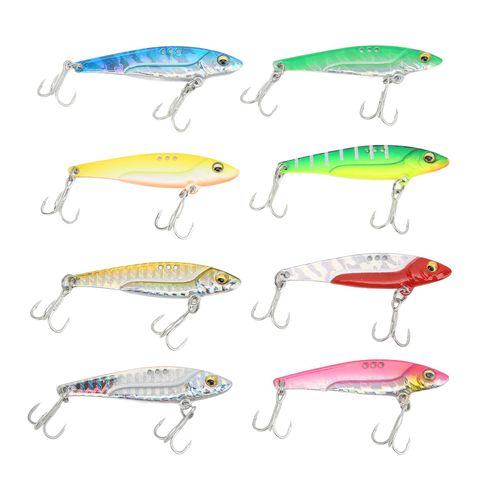 Lot De 8 Leurres De Peche Vib En Metal Dur, 13 G, Materiel De Peche Pour Eau Salee Et Eau Douce