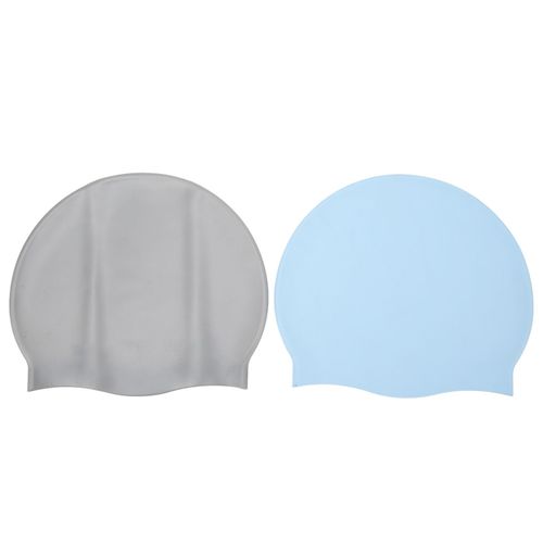 Lot De 2 Bonnets De Bain Resistants Aux Dechirures, Confortables Et Durables, En Silicone, Pour Femmes, Hommes, Adultes, Jeunes, Enfants, Gris Argente Et Bleu Ciel 