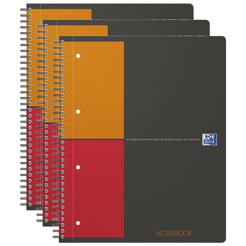 Oxford Lot De 3 Cahiers Activebook Spiralé A4+ 160 P 90g Petits Carreaux