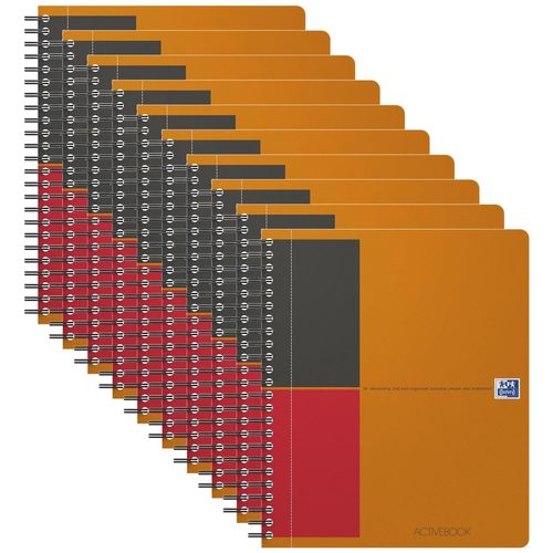 Oxford Lot De 10 Cahiers Activebook Spiralé Polypro A5+ 160 Pages 90g Lignées