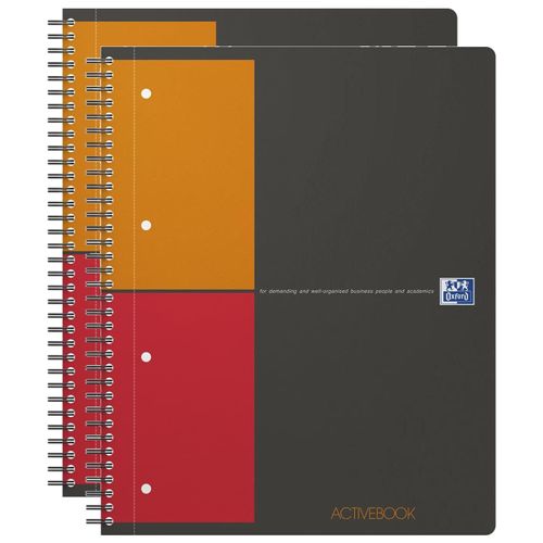 Oxford Lot De 2 Cahiers Activebook Spiralé A4+ 160 P 90g Petits Carreaux