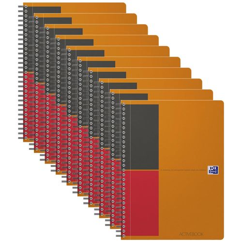 Oxford Lot De 10 Cahiers Activebook B5 Ligné 6mm 160 Pages Couverture Polypro