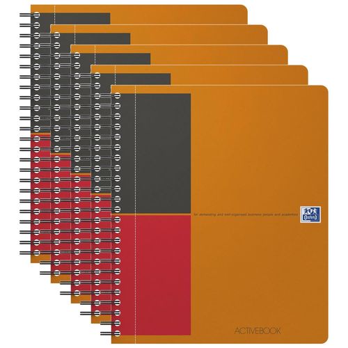 Oxford Lot De 5 Cahiers Activebook Spiralé Polypro A5+ 160 Pages 90g Lignées