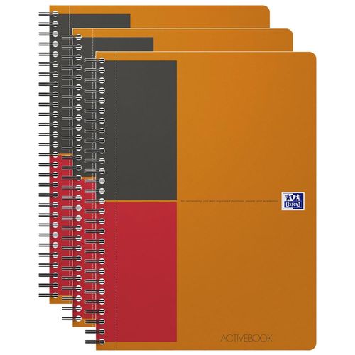 Oxford Lot De 3 Cahiers Activebook B5 Ligné 6mm 160 Pages Couverture Polypro
