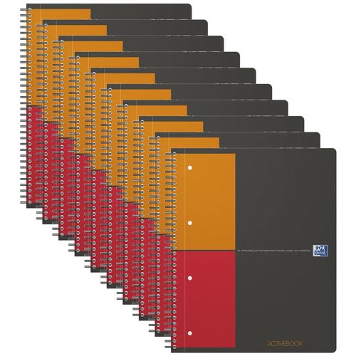 Oxford Lot De 10 Cahiers Activebook Spiralé A4+ 160 P 90g Petits Carreaux