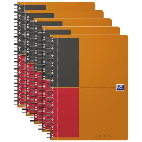 Oxford Lot De 5 Cahiers Activebook B5 Ligné 6mm 160 Pages Couverture Polypro