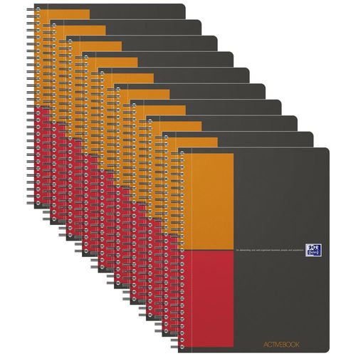 Oxford Lot De 10 Cahiers "Activebook" B5 Quadrillé 80 Feuilles 90g