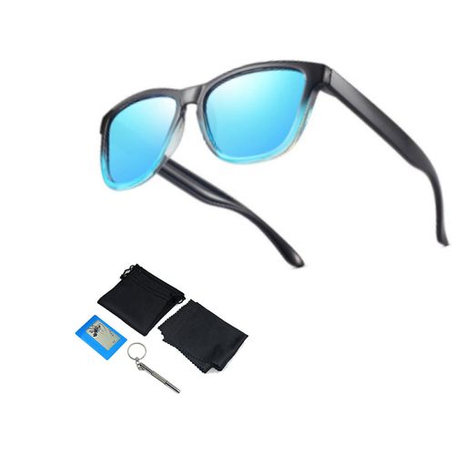 Lunettes De Soleil Polarisees Pour Hommes, Pour Le Sport, La Conduite, Le Cyclisme, La Peche, Protection Uv, Monture Noire, Verres Bleu Glacier