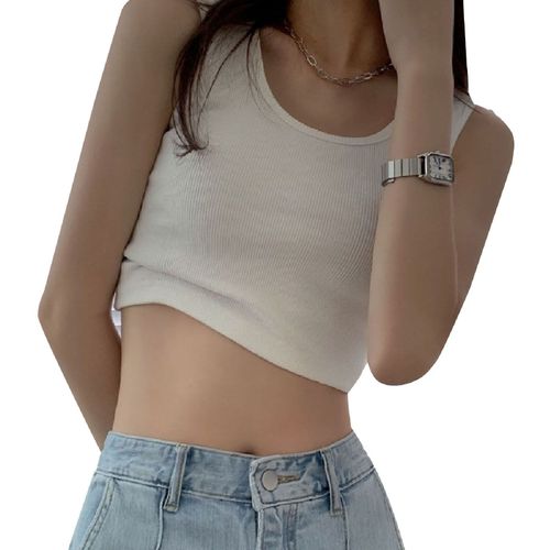 Debardeur De Sport Cotele Pour Femme, Doux, Respirant, Coupe Ajustee, Sans Manches, Pour Entrainement En Plein Air, Shopping, Blanc, Taille L