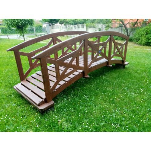 Pont De Jardin Long 260 X 90 Cm Solide - Pin Traité 3x Lasuré - Beau Design Et Finition 1850 Eur Au Lieu De 2600 Euro Prix Ferme Hors Transport