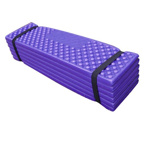 Tapis de couchage pliable en PVC souple epais, double alveole, pour camping en plein air, violet et noir, 186 x 57 cm