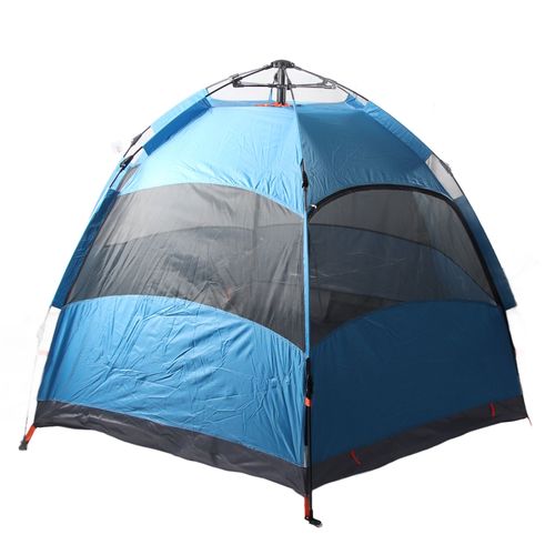 Tente De Camping 8 Personnes Facile A Monter, Double Couche, Automatique Et Instantanee, Hexagonale, Bleue