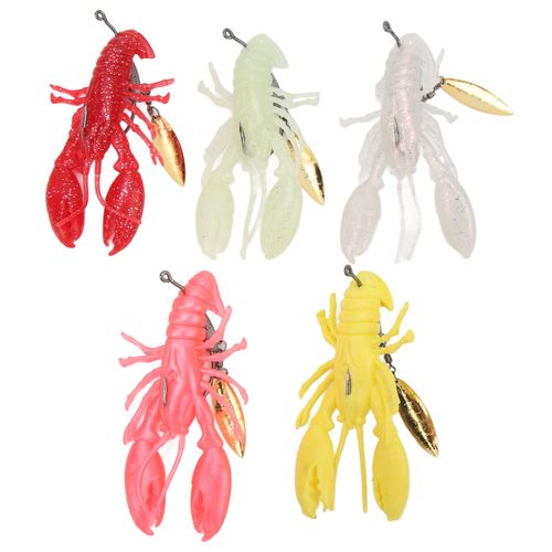 Lot De 5 Leurres De Peche En Silicone Aux Crevettes, 9 Cm, 12,5 G, Flottants, Multicolores, Realistes, Souples, Pour La Peche En Eau Douce Et Salee