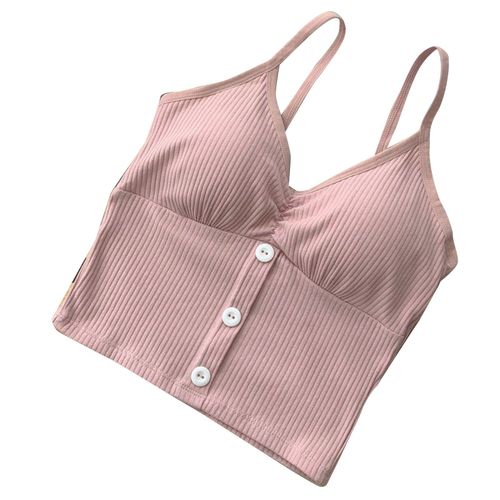 Debardeur A Bretelles Spaghetti Et Col En V Pour Femme, Dos Nu, Confortable, Respirant, Sans Fil, Pour Le Printemps, L'ete, Le Sport Quotidien, Rose Clair
