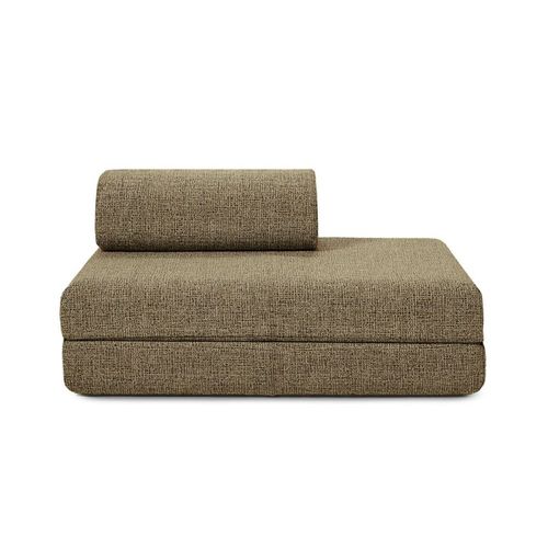 Canapé D'angle Convertible 5 Places En Tweed Jaune
