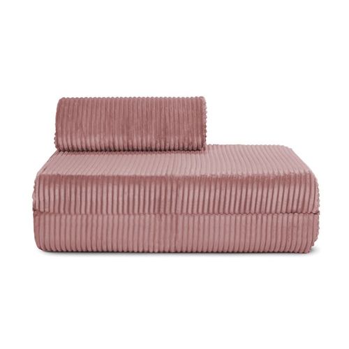 Canapé D'angle Convertible 5 Places En Velours Rose