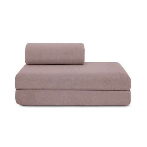 Canapé D'angle Convertible 5 Places En Tissu Lisse Rose