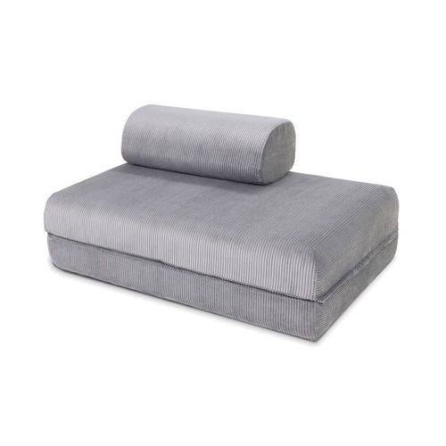 Canapé Convertible Et Modulable 2 Places En Velours Gris
