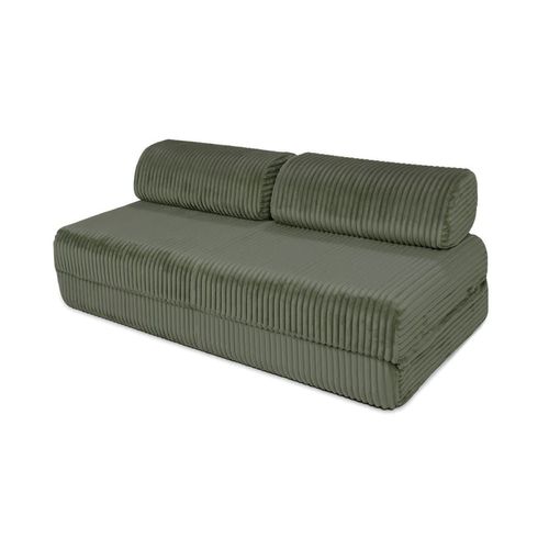 Canapé Convertible Et Modulable 3 Places En Velours Vert