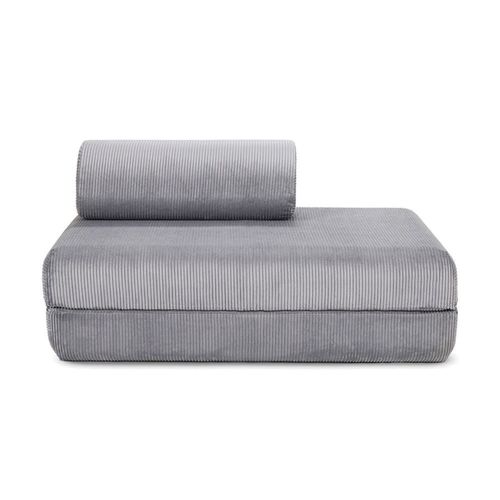 Canapé D'angle Convertible 5 Places En Velours Gris