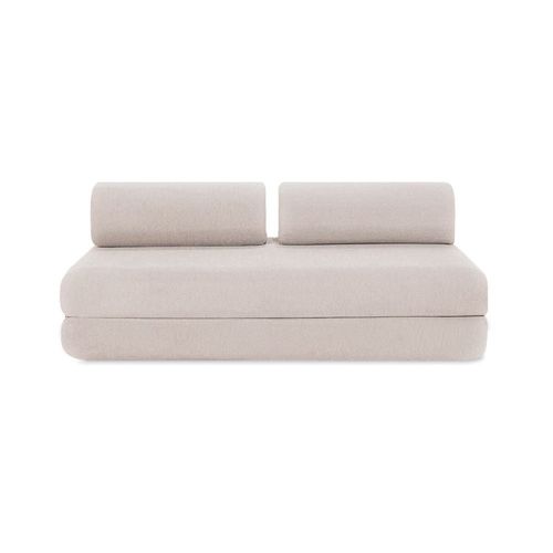 Canapé D'angle Convertible 6 Places En Tissu Imperméable Beige
