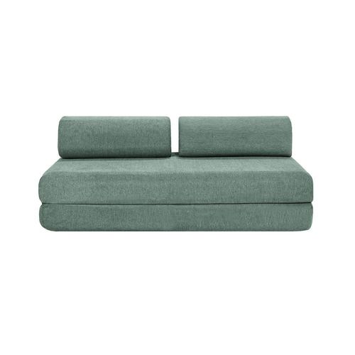 Canapé Droit Convertible Et Modulable 5 Places En Tissu Lisse Vert