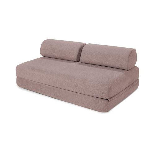 Canapé Droit Convertible Et Modulable 3 Places En Tissu Lisse Rose