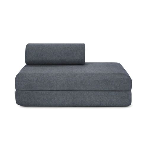 Canapé D'angle Convertible 5 Places En Tissu Lisse Bleu