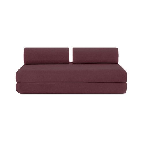 Canapé D'angle Convertible 4 Places En Tissu Rouge