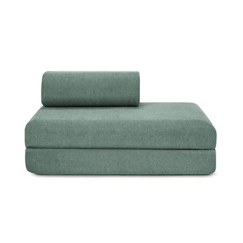 Canapé D'angle Convertible 5 Places En Tissu Lisse Vert