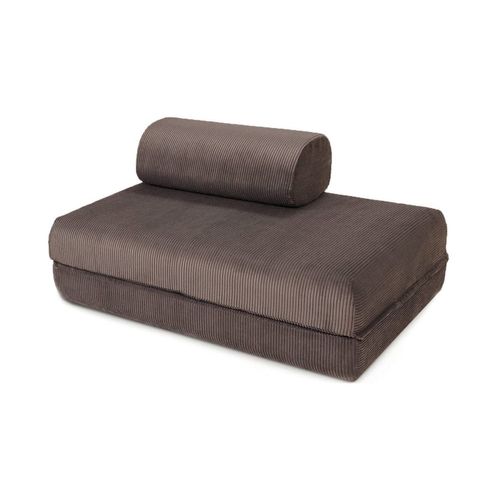 Canapé Convertible Et Modulable 2 Places En Velours Marron