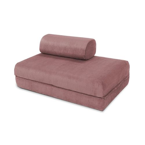 Canapé Convertible Et Modulable 2 Places En Velours Rose