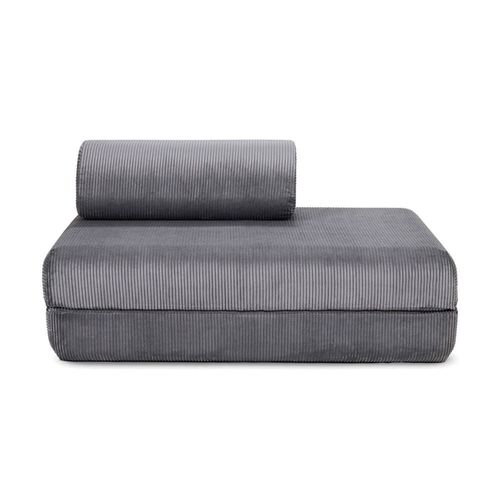 Canapé D'angle Convertible 5 Places En Velours Gris