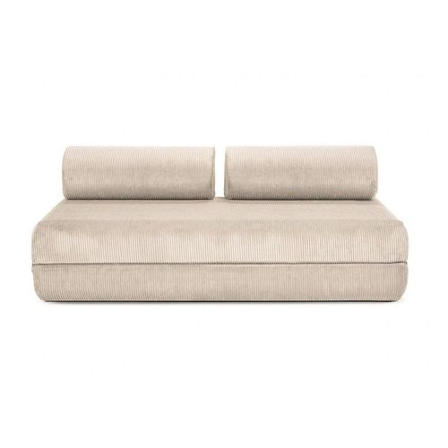 Canapé D'angle Convertible 6 Places En Velours Beige