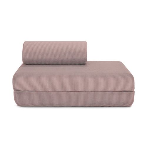 Canapé D'angle Convertible 5 Places En Velours Rose