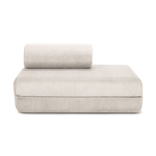Canapé D'angle Convertible 5 Places En Velours Blanc