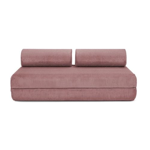 Canapé D'angle Convertible 6 Places En Velours Rose
