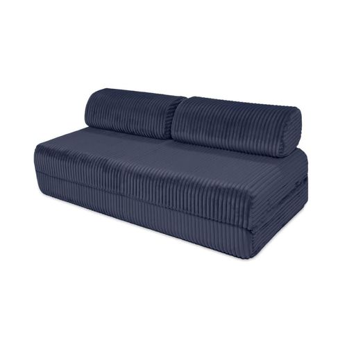 Canapé Convertible Et Modulable 3 Places En Velours Bleu